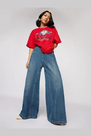 FREAKINS Women Classic Denim Flared Korean Jeans Pant