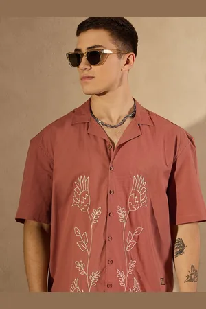 DENNISON Men Embroidery Drop Shoulder Oversized Shirt