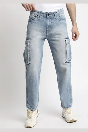 Bene Kleed Men Classic Relaxed Fit Light Fade Pure Cotton Cargo Jeans