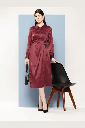 Chemistry Satin Formal Shirt Style Midi Dress