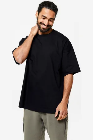 DECATHLON Men Cotton Black Short Sleeves Round Neck Tshirts