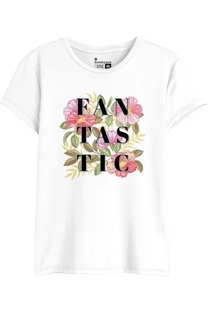 BonOrganik Women Floral Printed Round Neck Cotton T-shirt