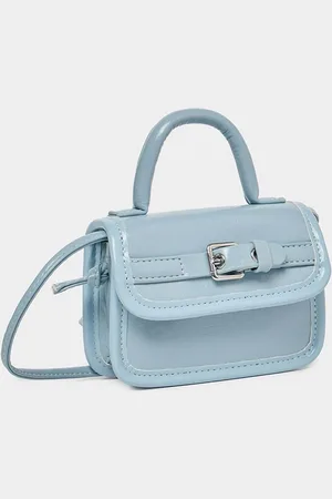 Styli Women Textured Light Blue Belt Detail Handbag