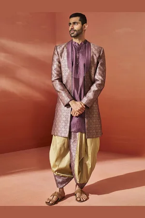 Vastramay Woven-Design Sherwani Set