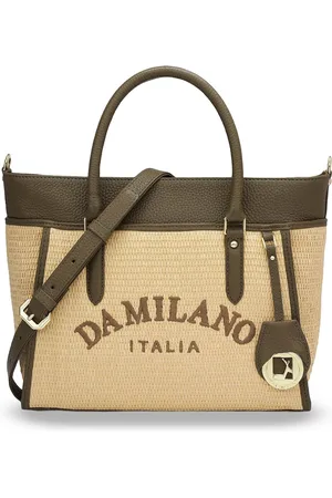 Da Milano Women Textured Leather Oversized Structured Handheld Bag with Tasselled