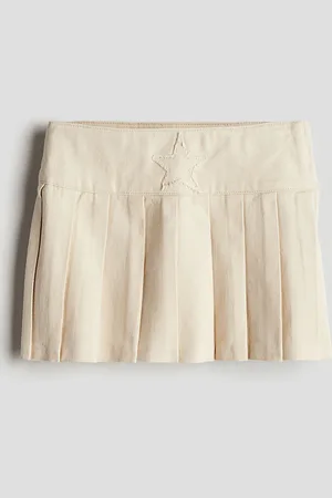 H&M Girls Pure Cotton Pleated Twill Skirt