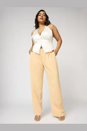 FREAKINS Women Pleated Straight Korean Pant