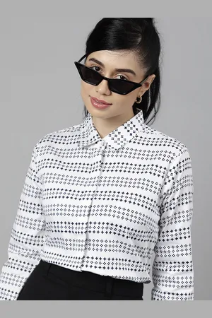 HANCOCK Women Long Sleeves Striped Printed Formal Shirt