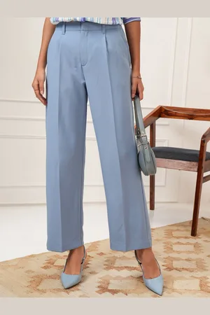 Tokyo Talkies Women Straight Fit Pleated Formal Trousers