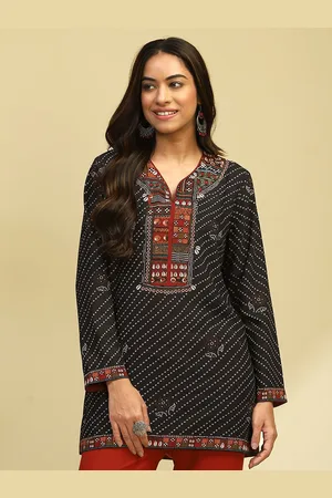Biba Bandhani Printed Pure Crepe Kurti