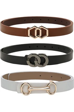 CRUSSET Women Pack Of 3 Solid PU Belts