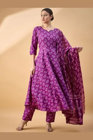 Deewa Women Floral Printed Empire Pure Cotton Kurta with Trousers & With Dupatta
