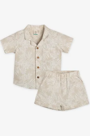Ed-a-Mamma Boys Printed Shirt Collar Neck Short Sleeves Pure Cotton Clothing Set