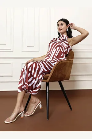 ATHENA Abstract Printed Satin A-Line Maxi Dress