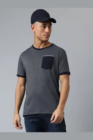 Richlook Men Striped Round Neck Cotton T-shirt