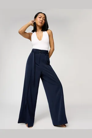 FREAKINS Women Belted Flared Korean Pant