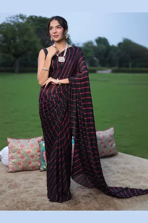 ZARI Printed Pure Chiffon Leheriya Saree