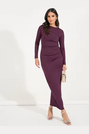 Styli Women Solid High Neck Fitted Sheath Maxi Length Dress