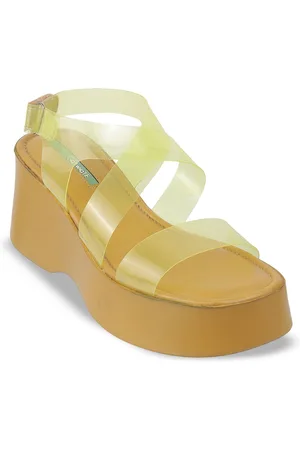 Catwalk Transparent Straps Open Toe Ankle Loop PU Wedge Heel Sandal