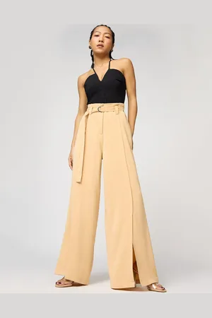 FREAKINS Women Belted Flared Korean Pant