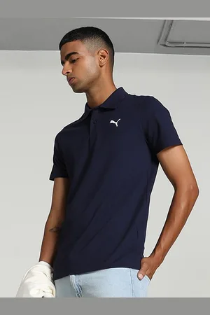 PUMA Men Brand Logo Printed Slim Fit Polo Collar Cotton T-shirt