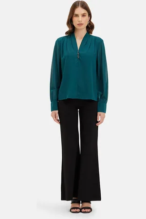 Kazo Mandarin Collar Georgette Top