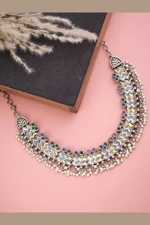 Fabindia Stone-Studded & Beaded Necklace