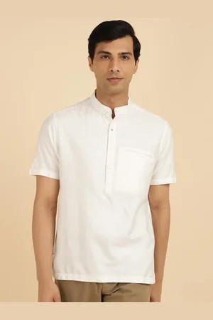 Fabindia Men Solid Slim Fit Mandarin Collar Shirt