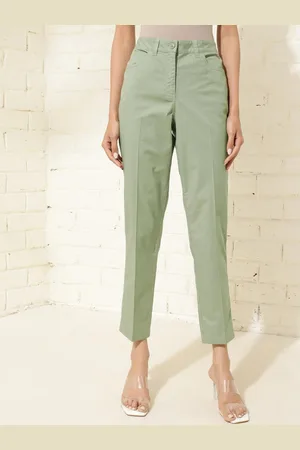 Fabindia Women Slim Fit High-Rise Cotton Trouser