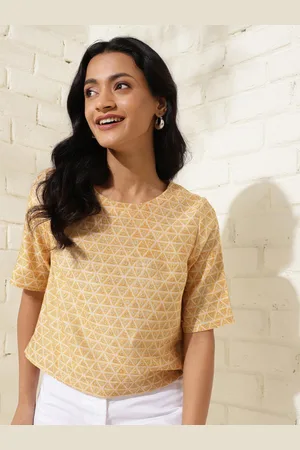 Fabindia Floral Printed Cotton Silk Top