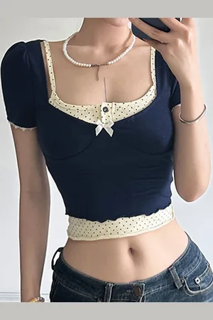 LULU & SKY Women Short Sleeves Crop Top