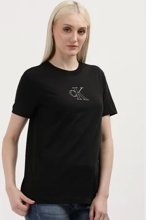Calvin Klein Women Solid Round Neck Cotton T-shirt