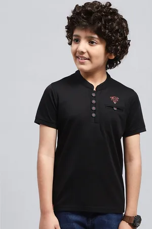 Monte Carlo Boys Mandarin Collar Cotton T-shirt