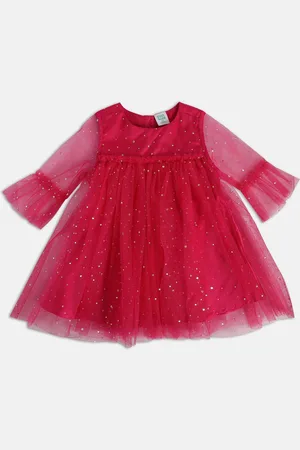 MINI KLUB Girls Embellished Bell Sleeve Fit and Flare Dress
