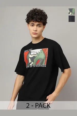 Free Authority Men Pack Of 2 Graphic Naruto Printed Relaxed-Fit Pure-Cotton T-shirt