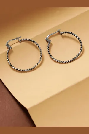 Fabindia Silver-Plated Contemporary Hoop Earrings