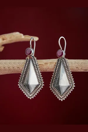 Fabindia Contemporary Shaped Stone Studded Drop Earrings