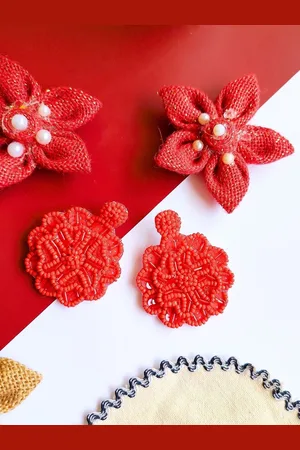 Sangria Beaded Floral Drop Earrings