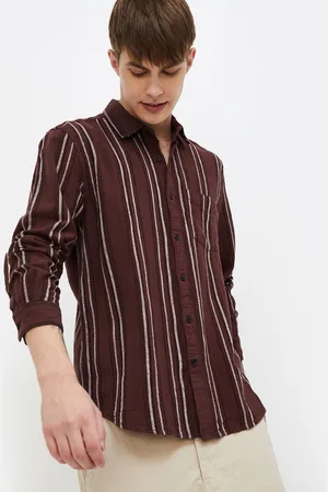 Lifestyle Men Spread Collar Striped Cotton Casual Shirt