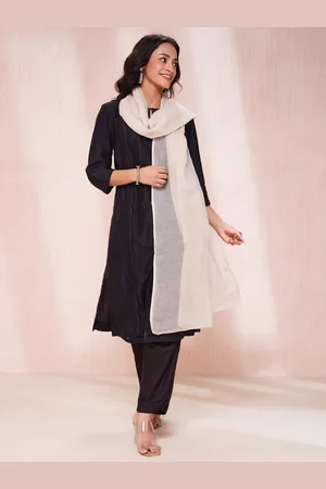 Fabindia Ethnic Motifs Embroidered Cotton Silk Dupatta with Sequinned