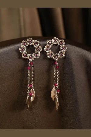 Fabindia Silver-Plated Contemporary Drop Earrings