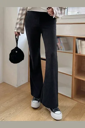 Broadstar Women Smart Flared High-Rise Cotton Trousers