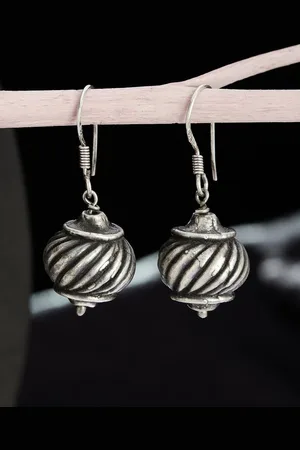 Fabindia Silver-Plated Contemporary Drop Earrings