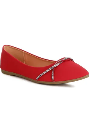 London Rag Women Rhinestone Faux Leather Ballerinas