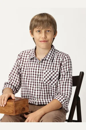 Nautica Boys Premium Opaque Checked Casual Shirt