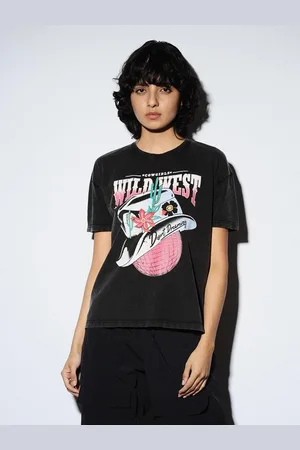 ONLY Women Printed Round Neck Cotton T-Shirt