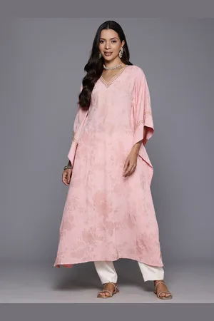Ahalyaa Floral Printed Flared Sleeves Crepe Kaftan Kurta