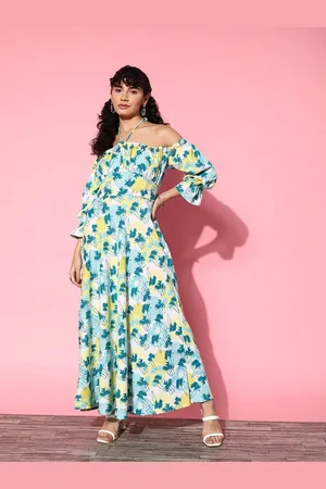 Kalini Women Floral Print Off-Shoulder A-Line Maxi Dress