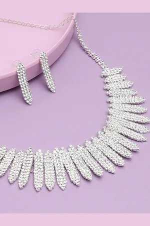 SOHI Silver-Plated Stone-Studded Jewellery Set