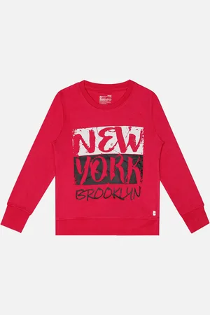 BodyCare Girls Typography Printed Cotton Pullover Sweatshirt